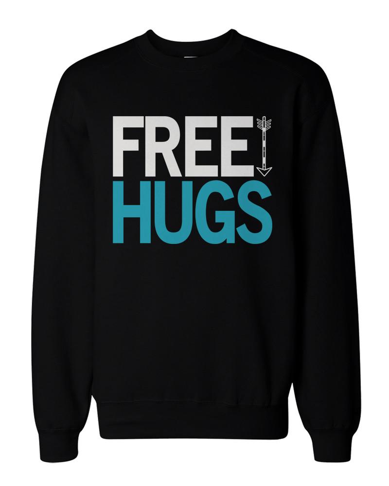 Holiday Spirit Graphic Sweatshirts - Free Hugs Men's Black Sweatshirts