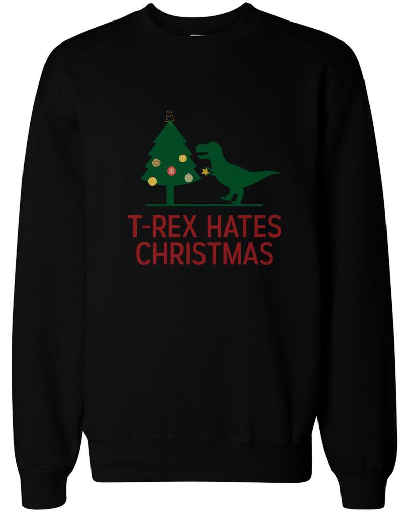 T-rex Hates Christmas Funny X-mas Sweatshirts Holiday Pullover Fleece