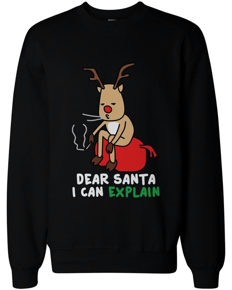 Rudolph Stole Santa's Bag and Smoking Funny Sweatshirts Cute Holiday Sweaters