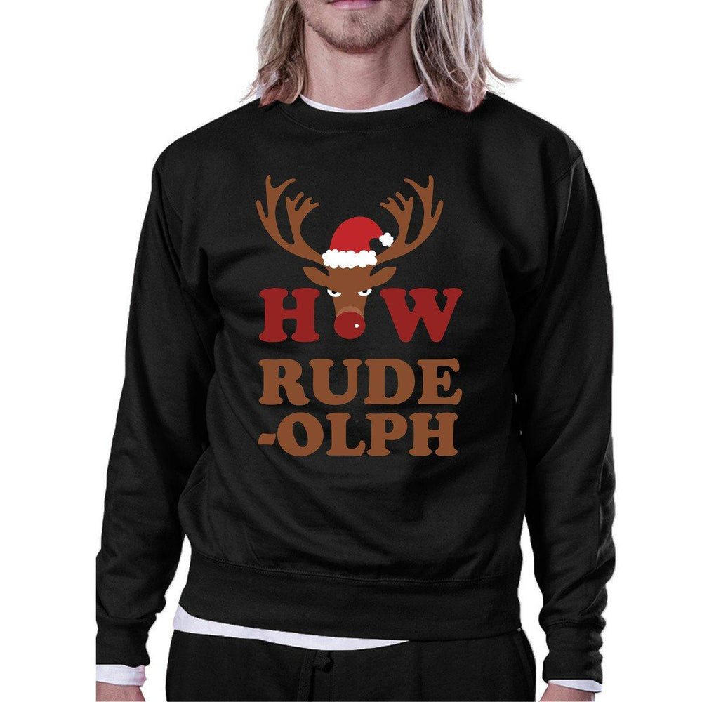 How Rudeolph Sweatshirt Cute Christmas Pullover Fleece Sweater