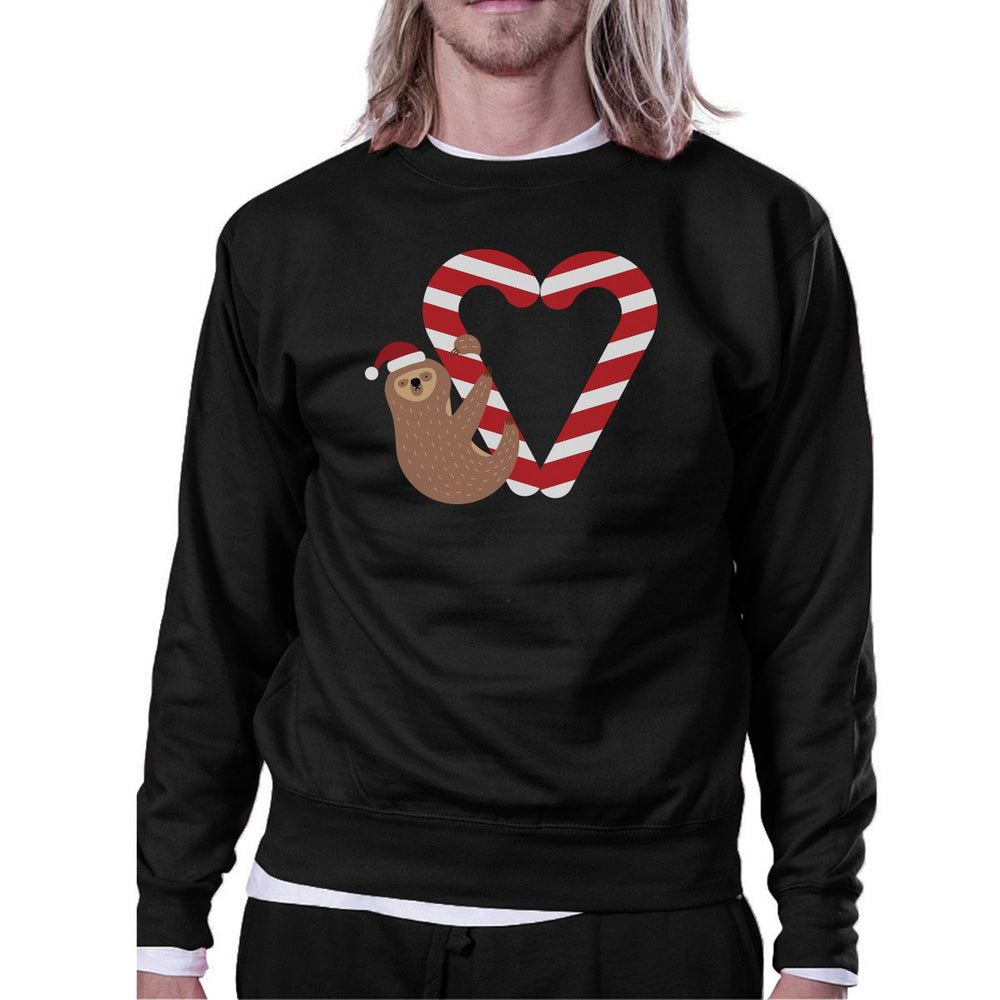 Candy Cane And Sloth Sweatshirt Winter Pullover Fleece Sweater