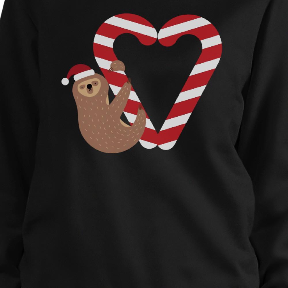 Candy Cane And Sloth Sweatshirt Winter Pullover Fleece Sweater