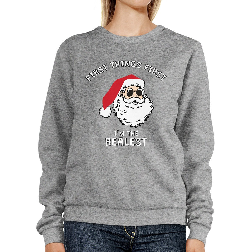 Realest Santa Sweatshirt Funny Christmas Pullover Fleece Sweater