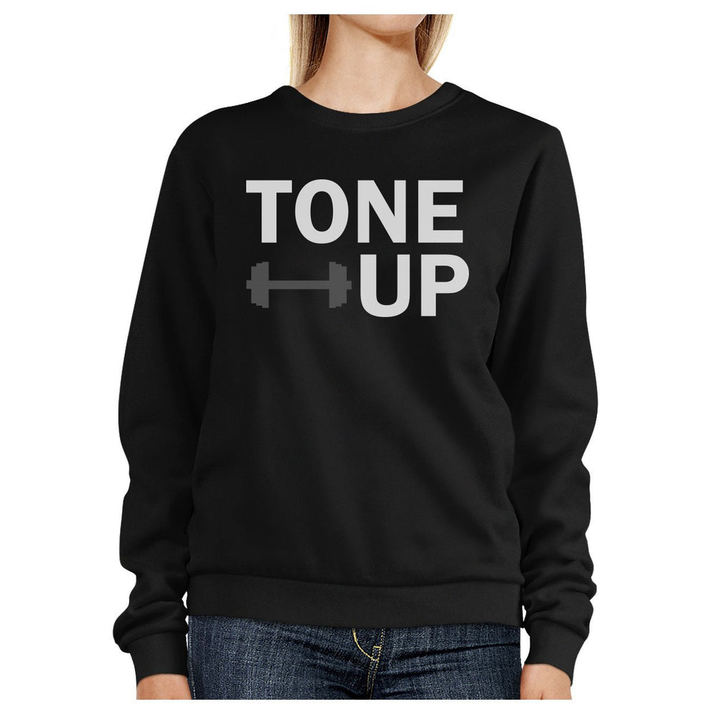 Tone Up Black Sweatshirt Work Out Pullover Fleece Sweatshirts