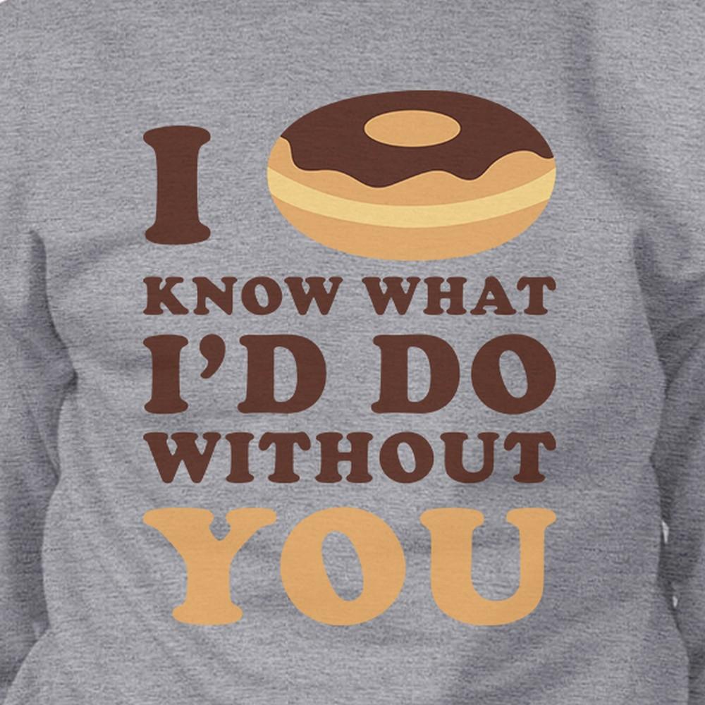 I Doughnut Know Grey Sweatshirt Humorous Design Crew Neck Pullover