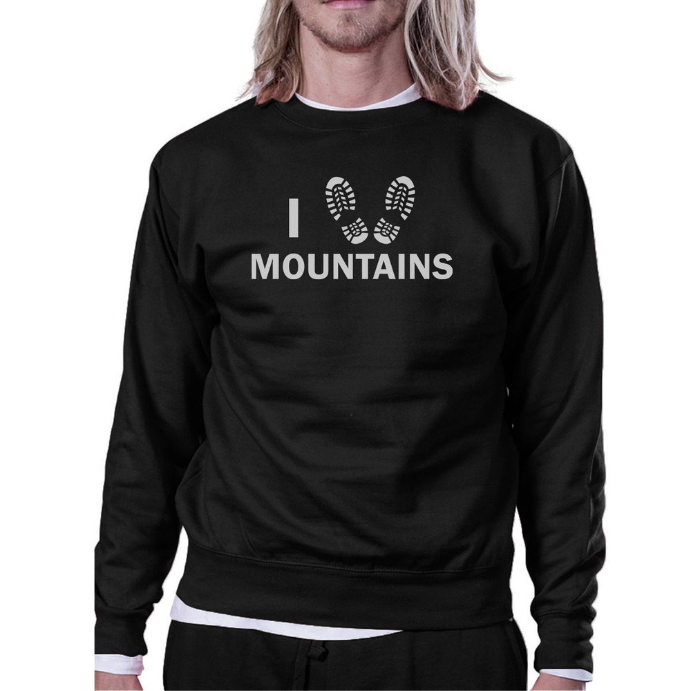 I Heart Mountain Black Funny Graphic Sweatshirt For Mountain Lovers