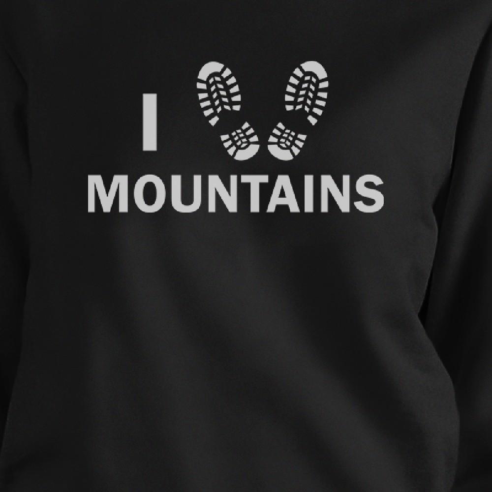 I Heart Mountain Black Funny Graphic Sweatshirt For Mountain Lovers