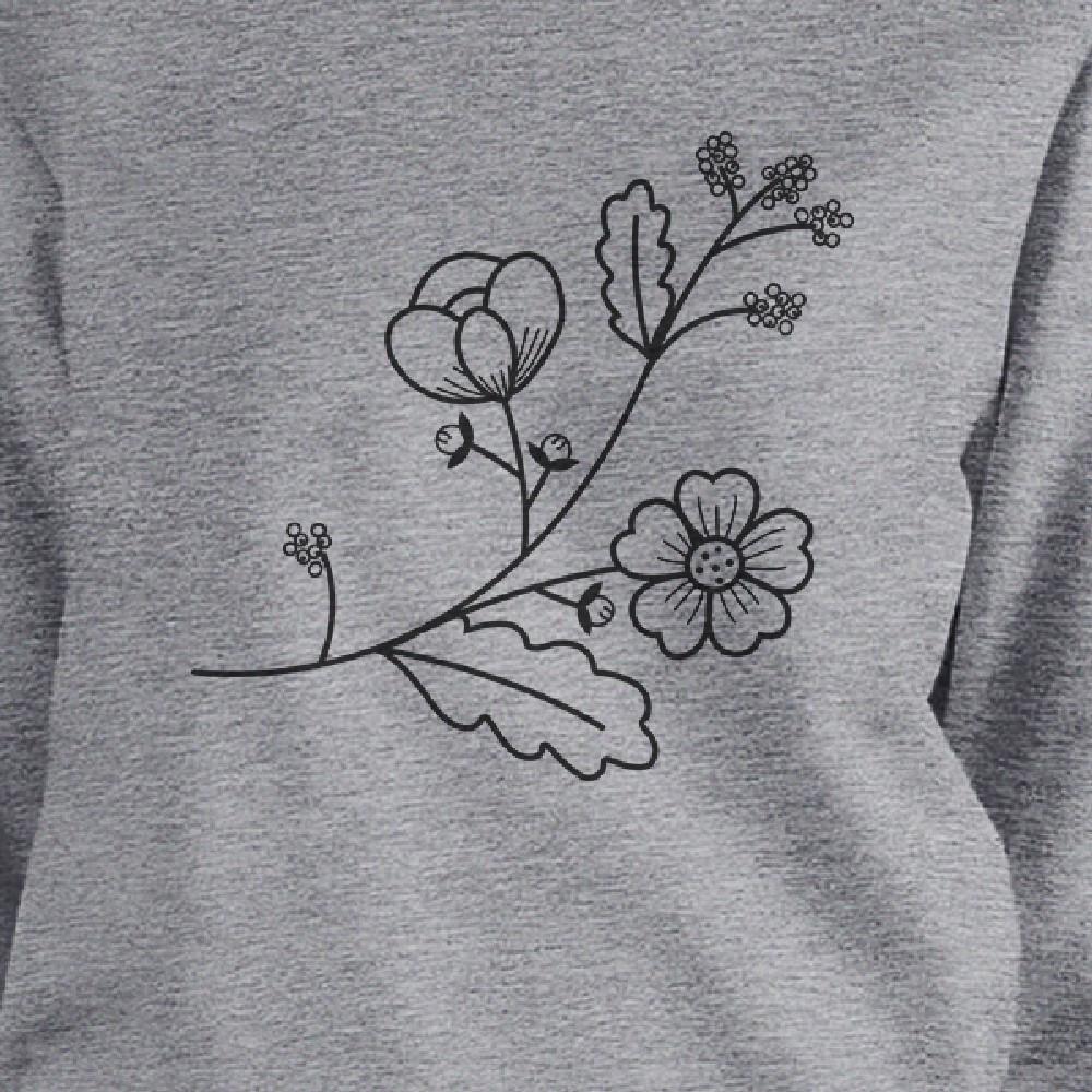 Flower Unisex Sweatshirts Flower Printed Round Neck Pullover Fleece