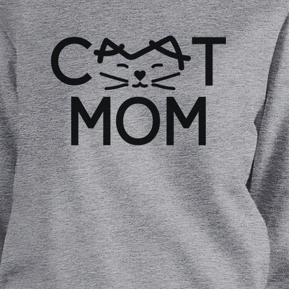 Cat Mom Grey Unisex Sweatshirt Fleece Cute Gift Ideas For Cat Lady