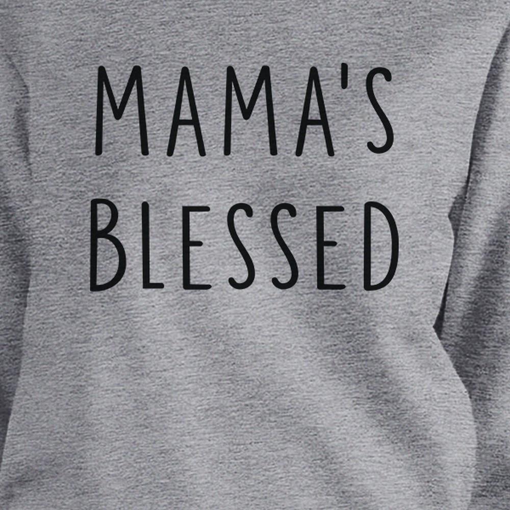 Mama's Blessed Grey Unisex Sweatshirt Simple Design Fleece For Her