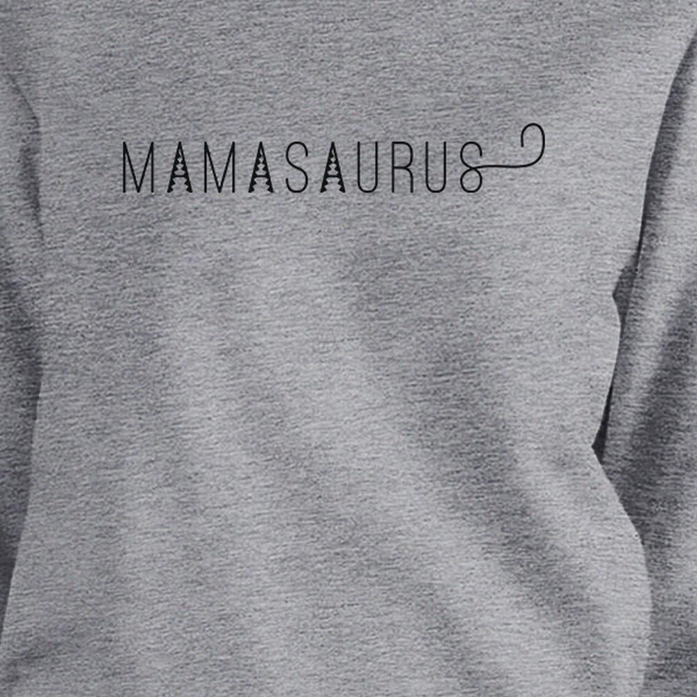 Mamasaurus Gray Round Neck Simple Graphic Sweatshirt Mom of Boys