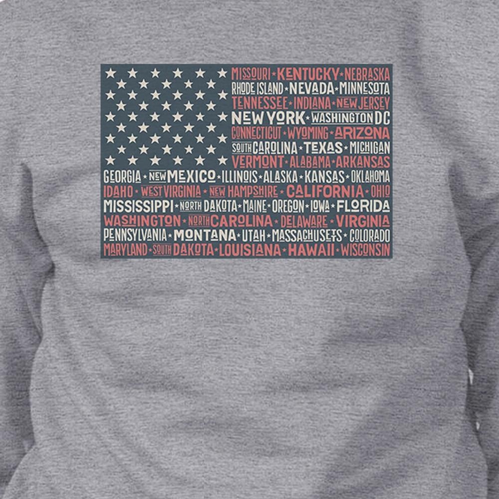 50 States Us Flag Unisex Grey Sweatshirt Crewneck Pullover Fleece