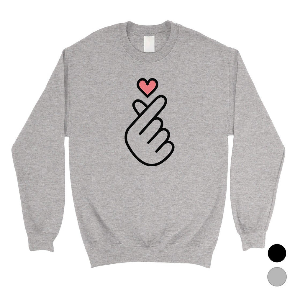 365 Printing Finger Heart Unisex Crewneck Korean Finger Heart Sweatshirt Gift