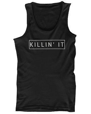 Men's Black Cotton Graphic Tank Top - Killin' It Killing It Tanks