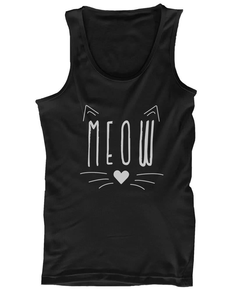 Meow Cute Kitty face Women’s Tank Top Black Sleeveless Tanks for Cat Lovers