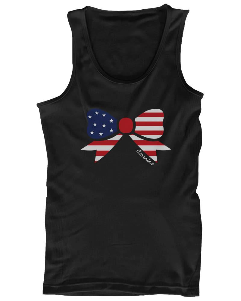 Women's Graphic Design Tank Top - American Flag Ribbon Design