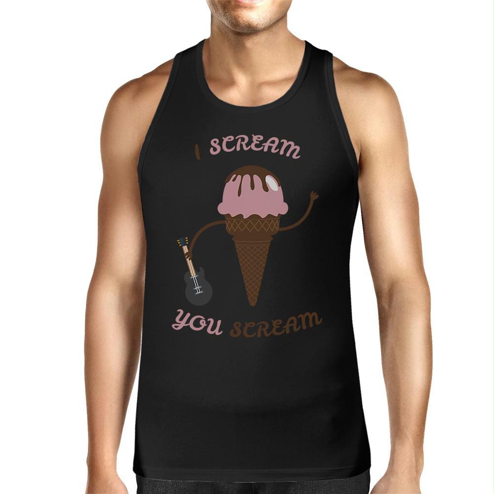 I Scream You Scream Ice Cream Funny Design Men's Black Tank Top