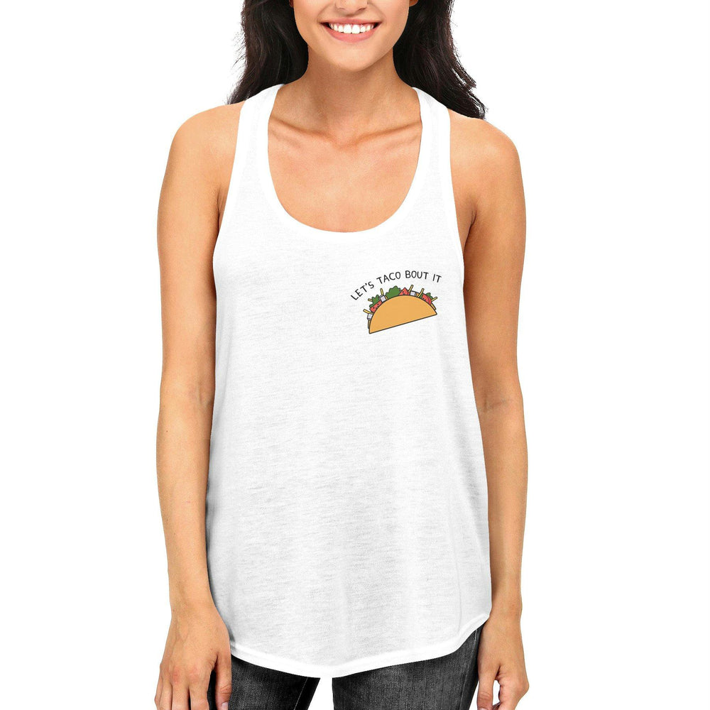 Let's Taco About It Funny Women's Tanktop Cute Pocket Print Racerback Tanks