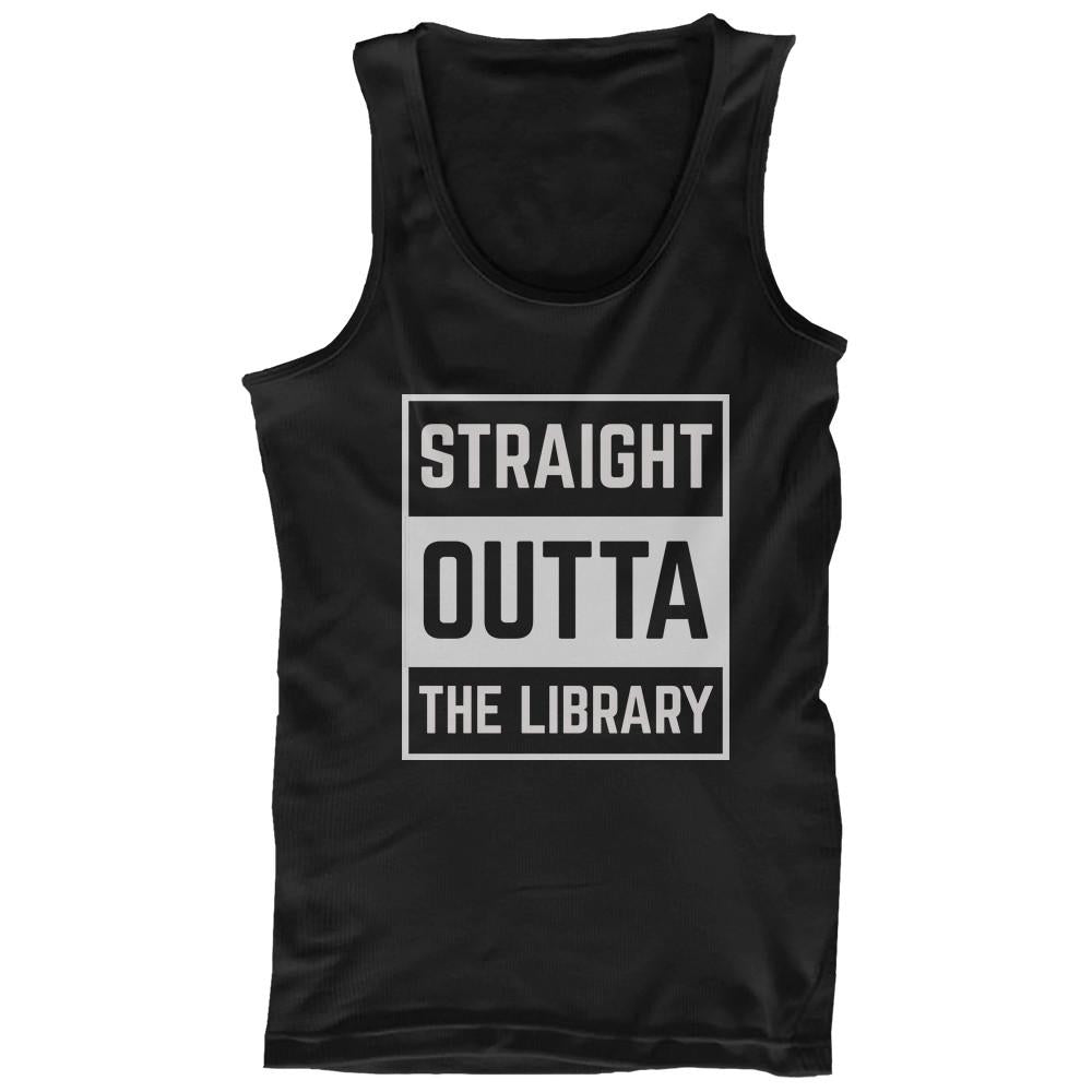 Men's Back To School Black Tank Tops Straight Outta The Library for Hot Summer