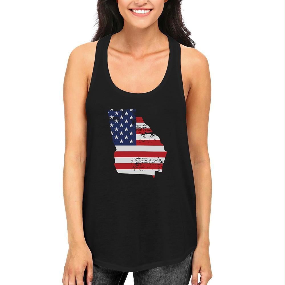 GA State USA Flag Women's Tank Top Georgia American Flag Tanks