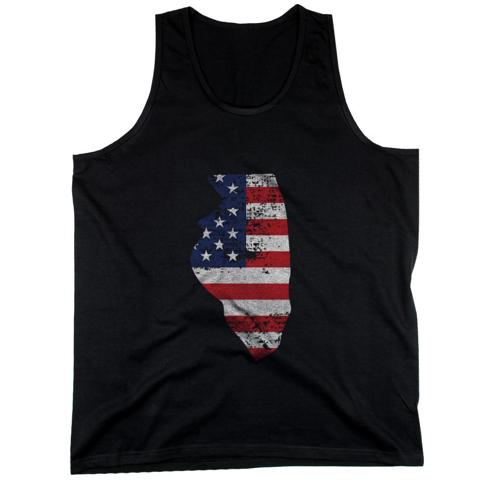 IL State USA Flag Men's Tank Top Illinois American Flag Tanks