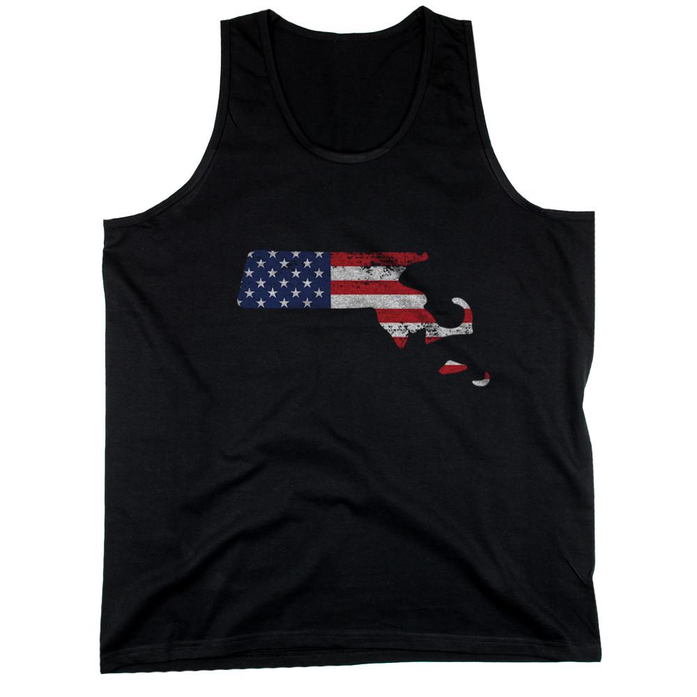 MA State USA Flag Men's Tank Top Massachusetts American Flag Tanks