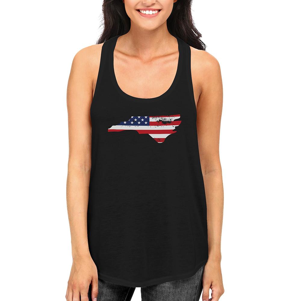 NC State USA Flag Women's Tank Top North Carolina American Flag Tanks