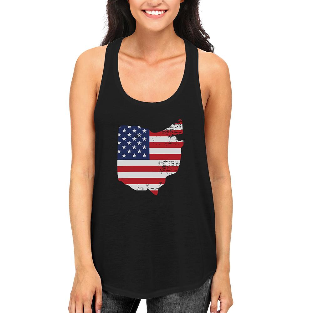 OH State USA Flag Women's Tank Top Ohio American Flag Tanks