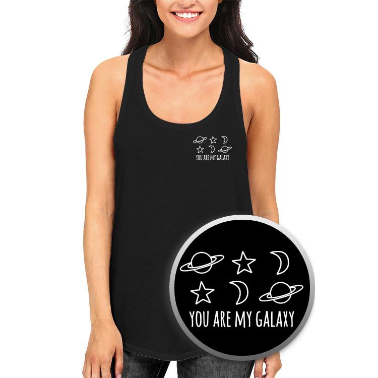 My Galaxy Women's Black Tank Top Cute Pocket Print Racerback Tanks