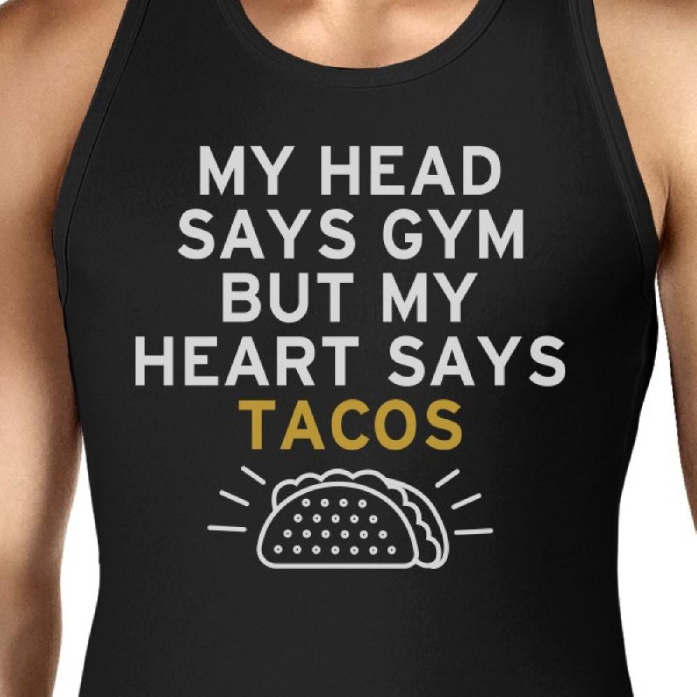 My Heart Says Tacos Unisex Tank Top Funny Gym Tanks Workout tee