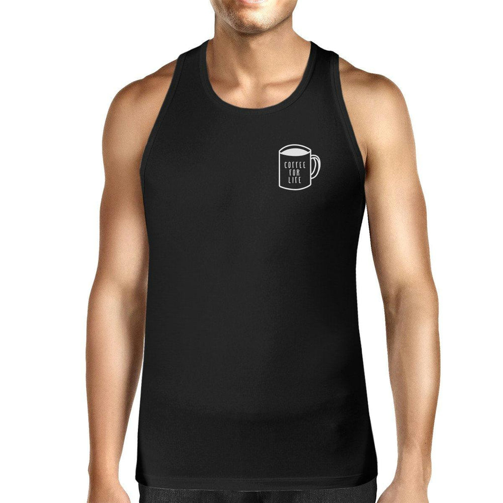 Coffee For Life Mens Sleeveless Black Tank Top For Coffee Lovers