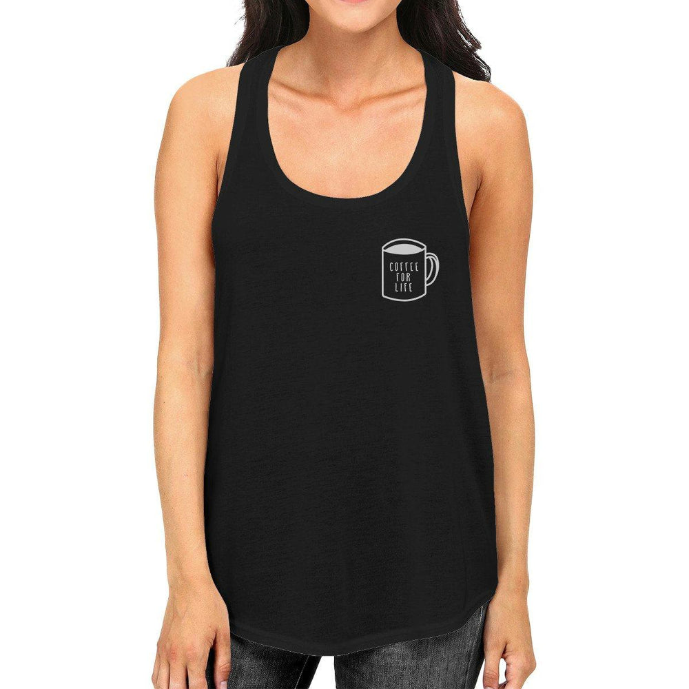 Coffee For Life Womens Sleeveless Black Tank Top For Coffee Lovers