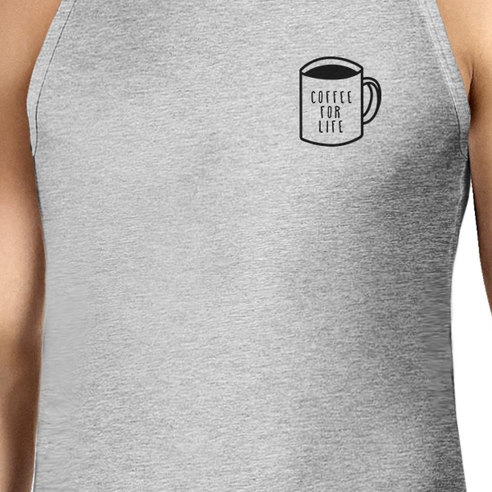 Coffee For Life Mens Grey Sleeveless Tank Top For Coffee Lover