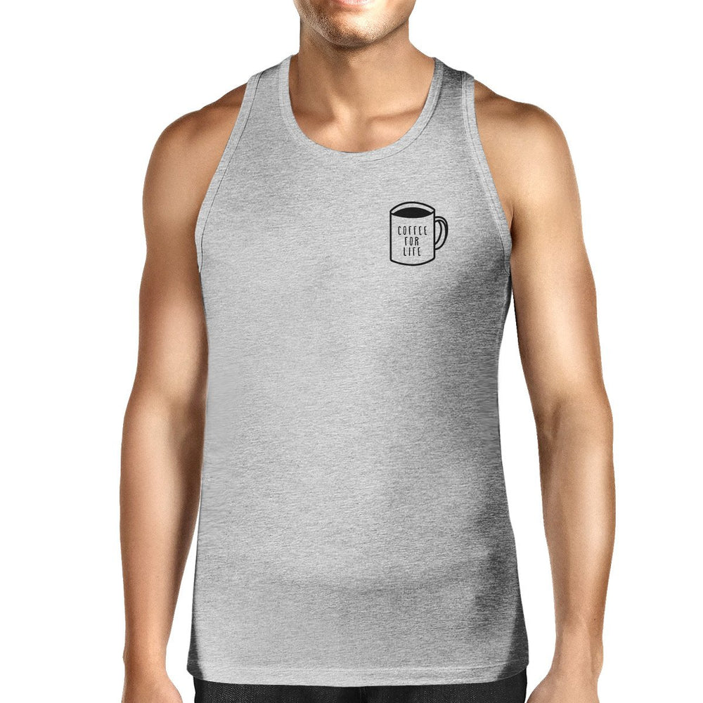 Coffee For Life Mens Grey Sleeveless Tank Top For Coffee Lover