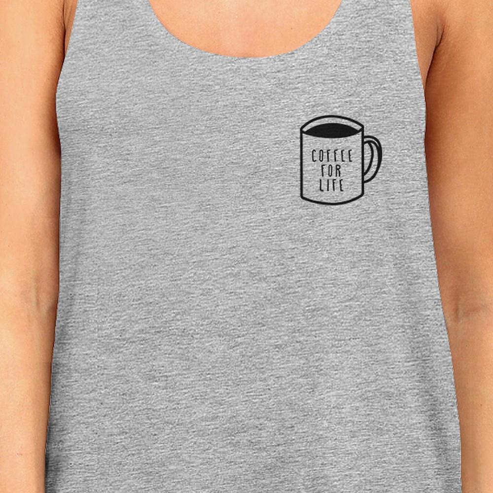 Coffee For Life Womens Grey Sleeveless Tank Top For Coffee Lover