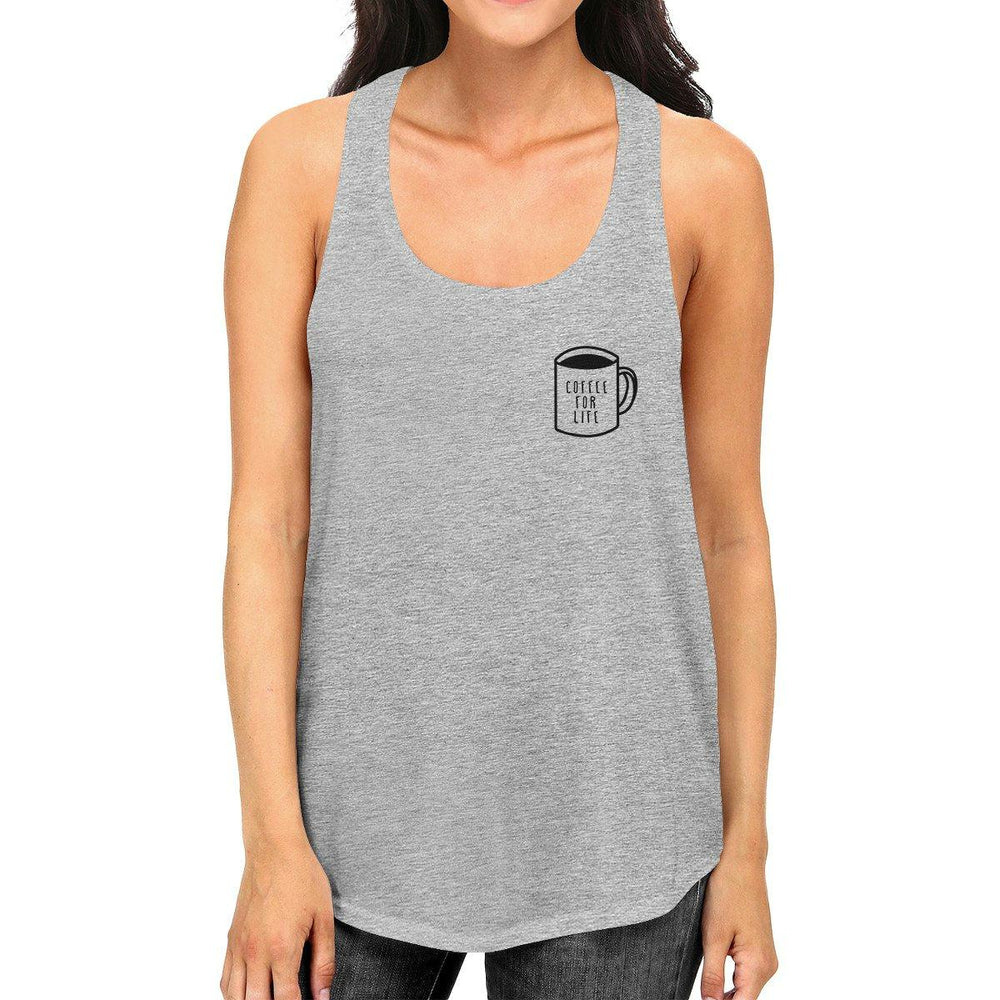 Coffee For Life Womens Grey Sleeveless Tank Top For Coffee Lover