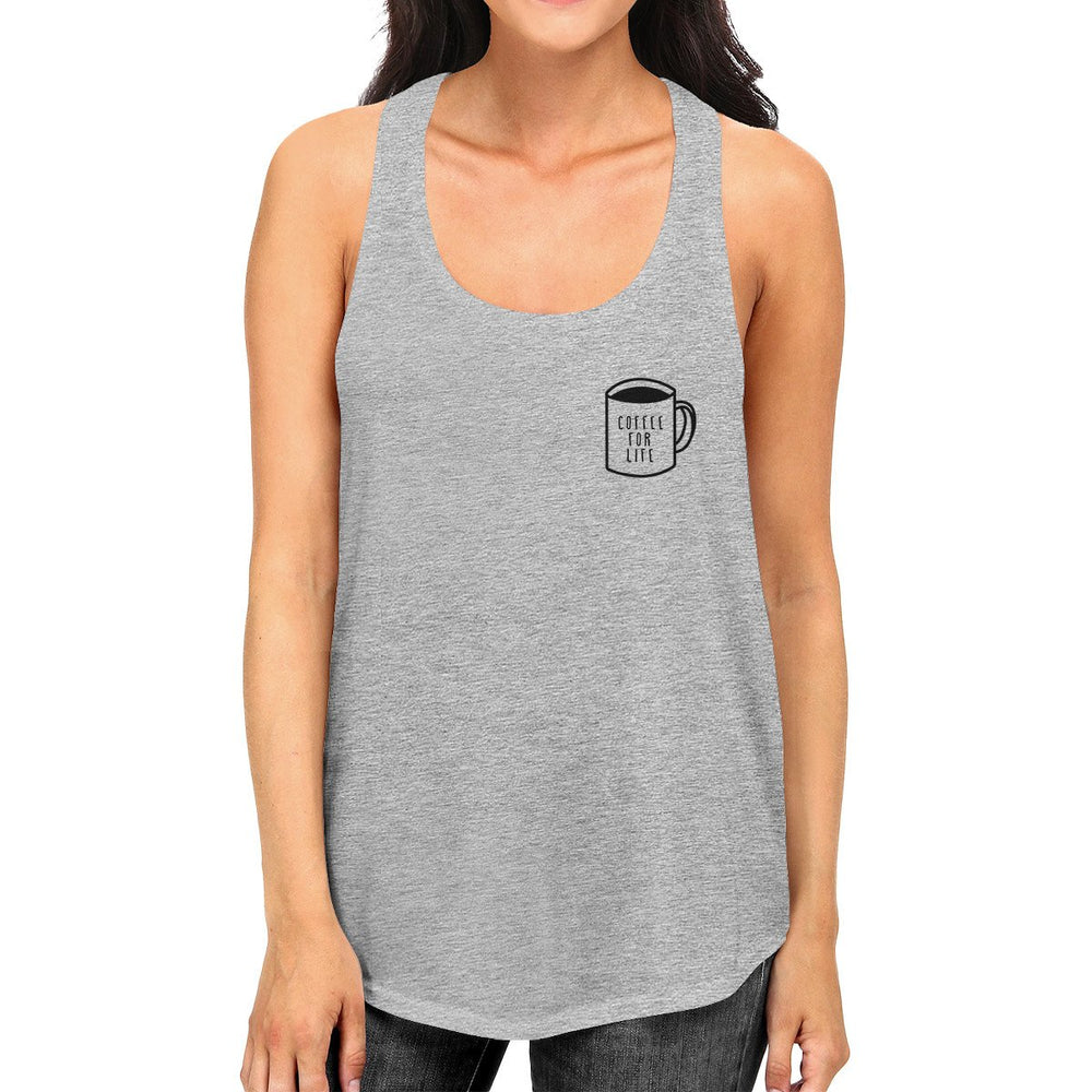 Coffee For Life Womens Grey Sleeveless Tank Top For Coffee Lover