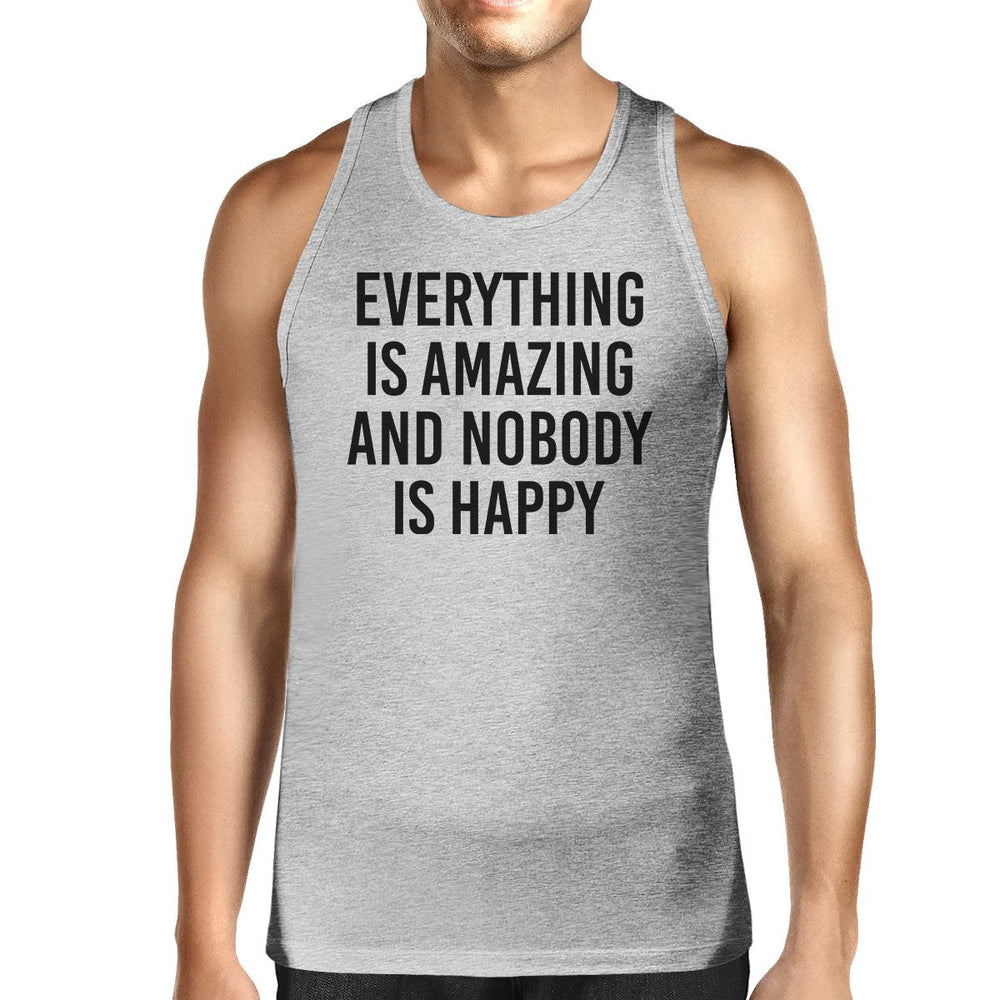 Everything Amazing Nobody Happy Mens Gray Sleeveless Tank Top