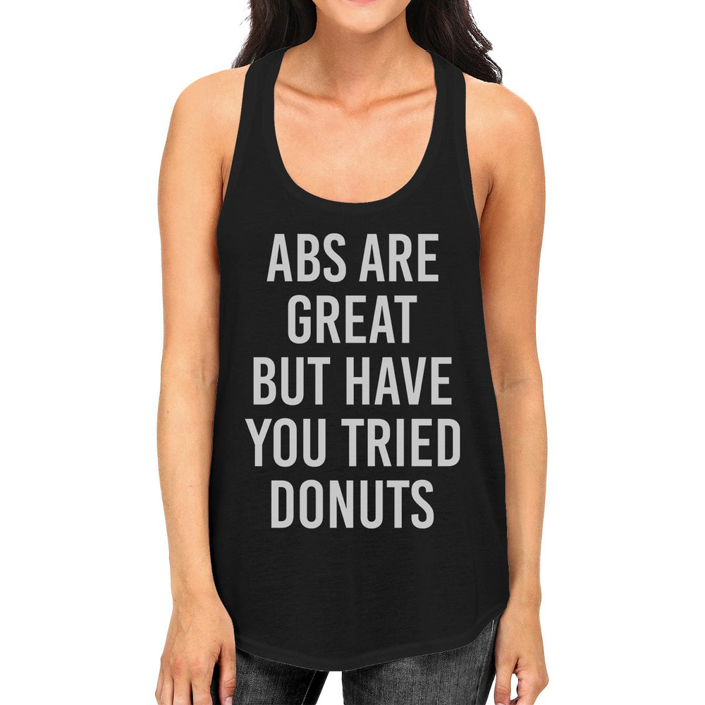 Abs Are Great But Womens Sleeveless Black Tank Top Typography Gym