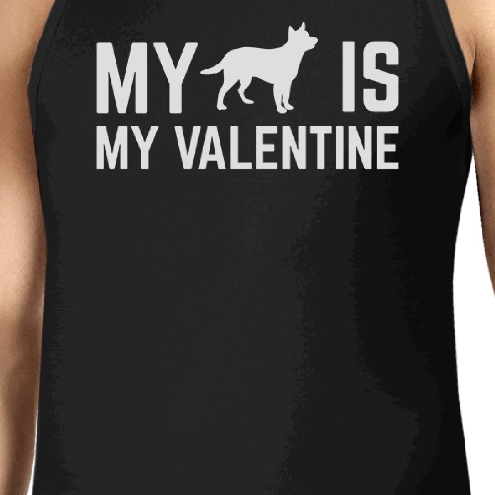 My Dog My Valentine Mens Black Tank Top Cute Graphic For Dog Owners