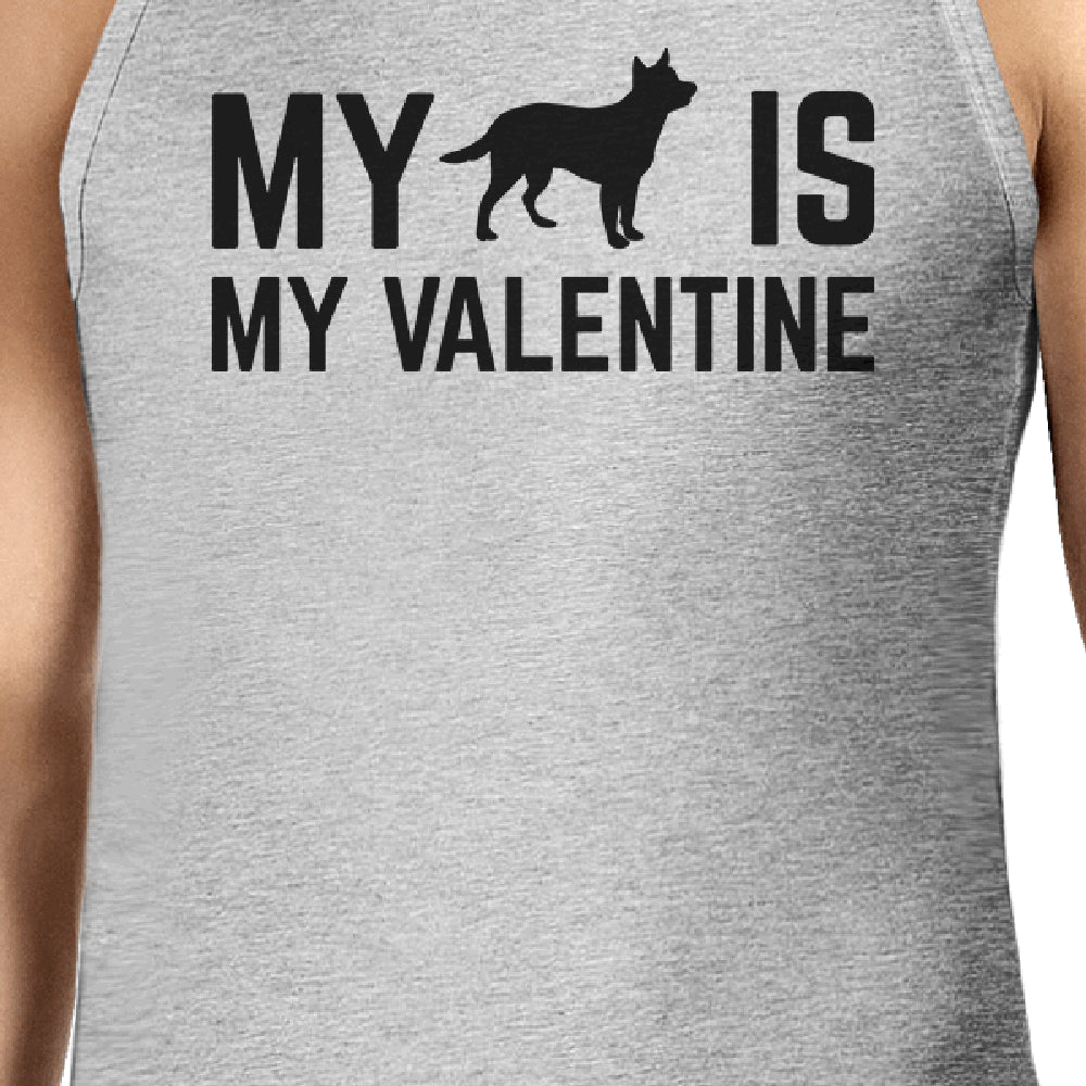 My Dog My Valentine Mens Grey Tank Top Cute Graphic For Dog Owners