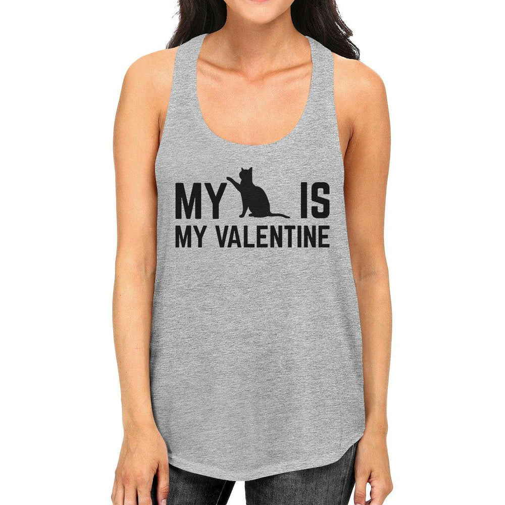 My Cat My Valentine Women's Funny Graphic Tank Top For Cat Lovers