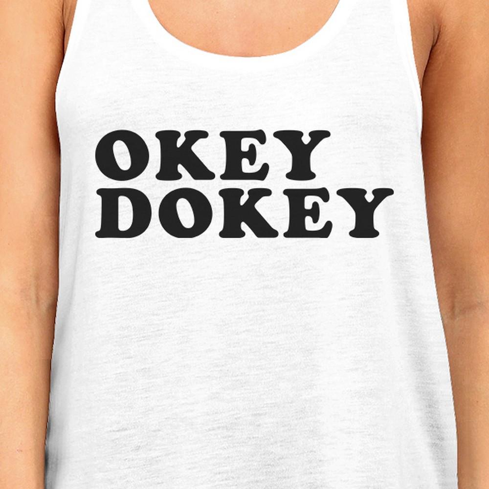 Okey Dokey Women's White Tank Top Simple Design Tanks Gift For Her