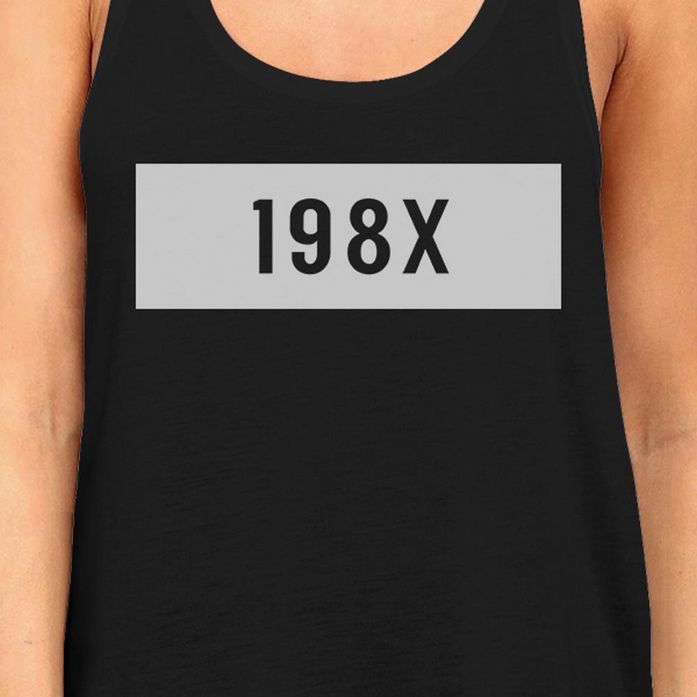 198X Black Cotton Tank Top For Women Humorous Design Graphic Tanks