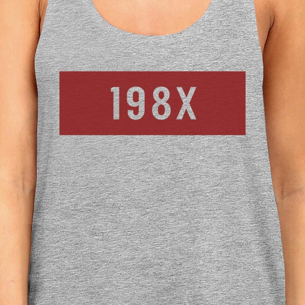 198X Womens Gray Cotton Sleeveless Top Simple Design Graphic Tanks