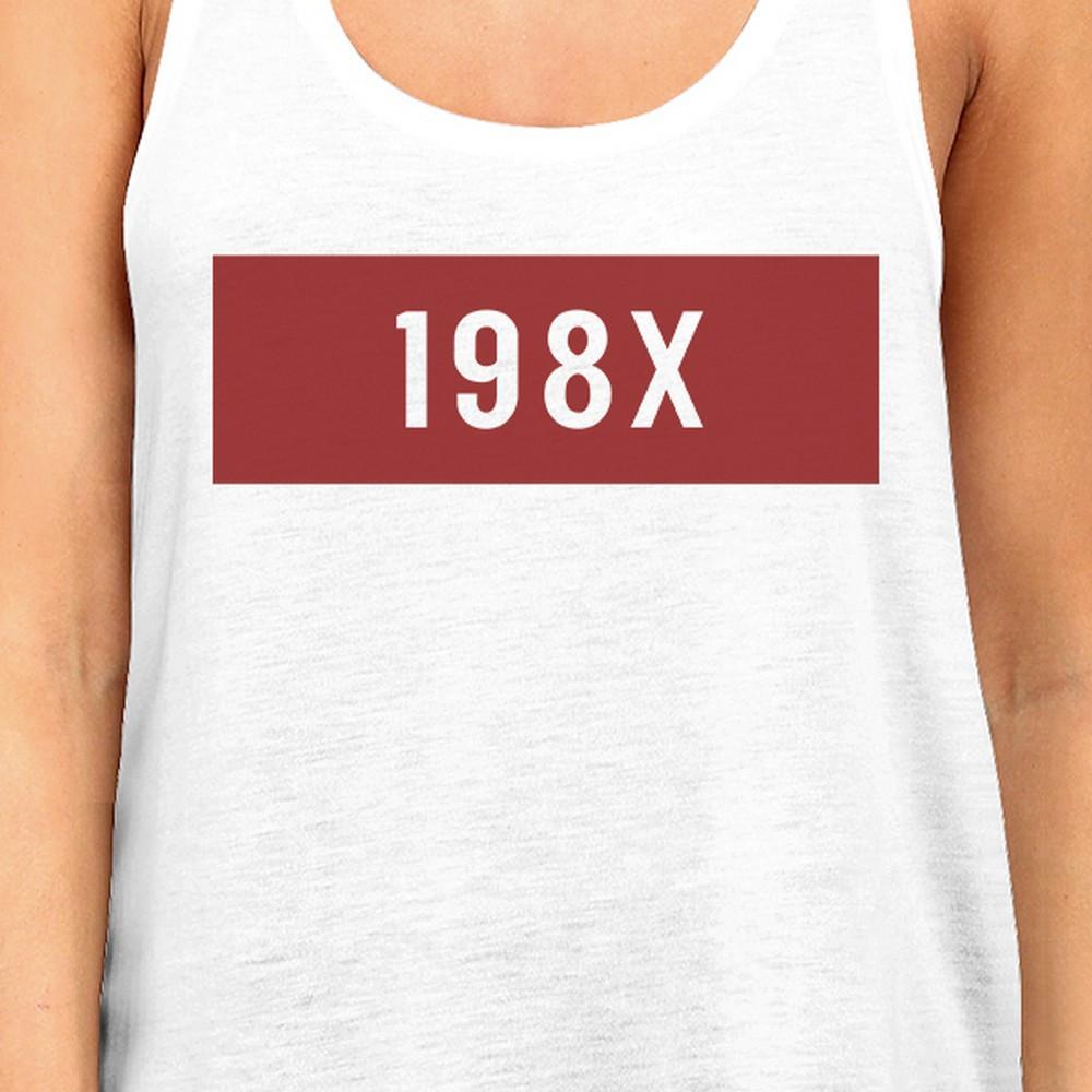 198X Women's White Cotton Tanks Funny Design Tank Top Gifts For Her