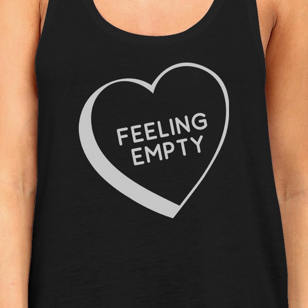 Feeling Empty Heart Women Black Sleeveless Shirt Cute Graphic Tanks