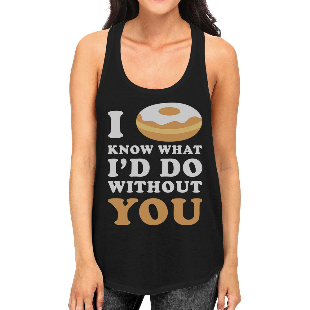 I Doughnut Know Women's Black Casual Graphic Tank Top Gifts For Her