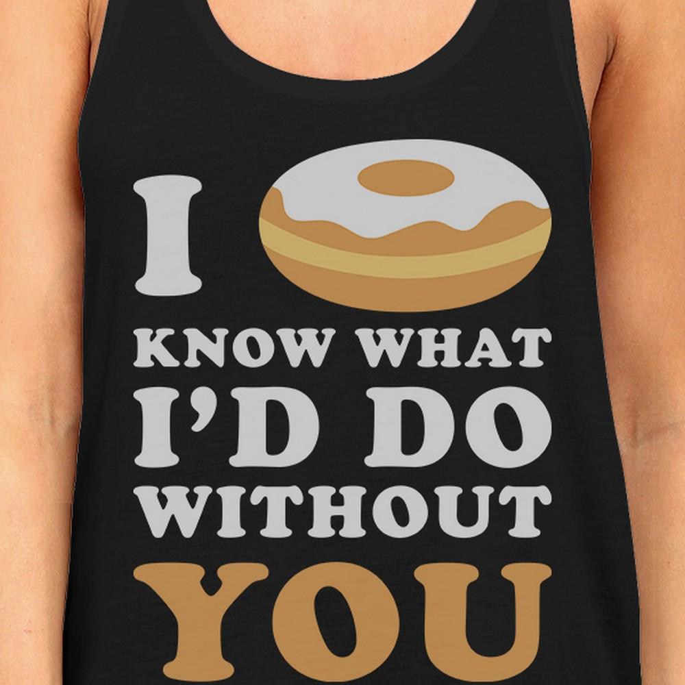 I Doughnut Know Women's Black Casual Graphic Tank Top Gifts For Her