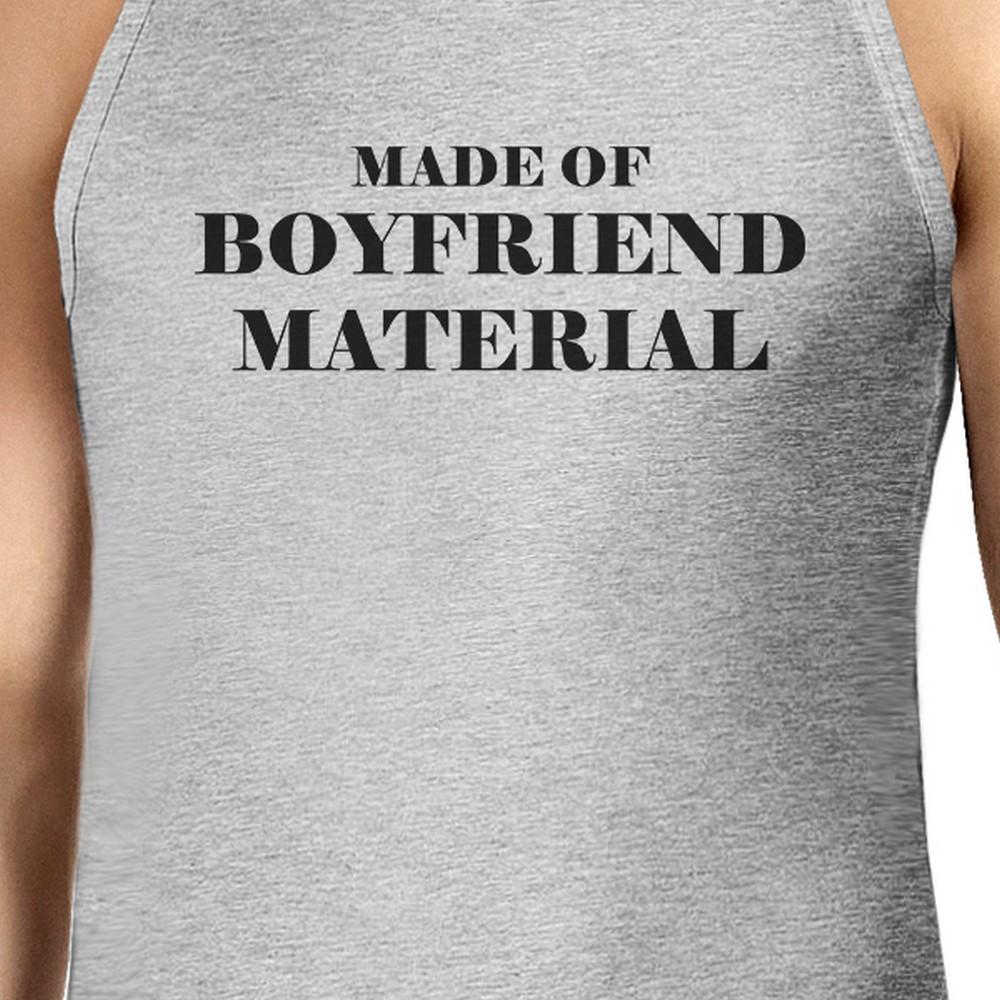 Boyfriend Material Mens Grey Tank Top Simple Design Cotton Tanks